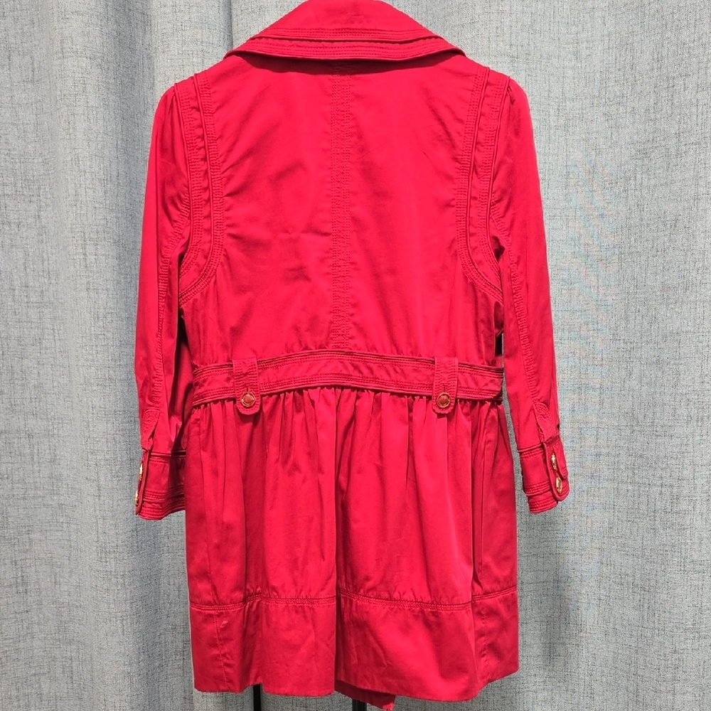 Juicy Couture Vibrant Red Double Breasted 3/4 Sleeve Trench‎ Coat Size Medium - Picture 9 of 16
